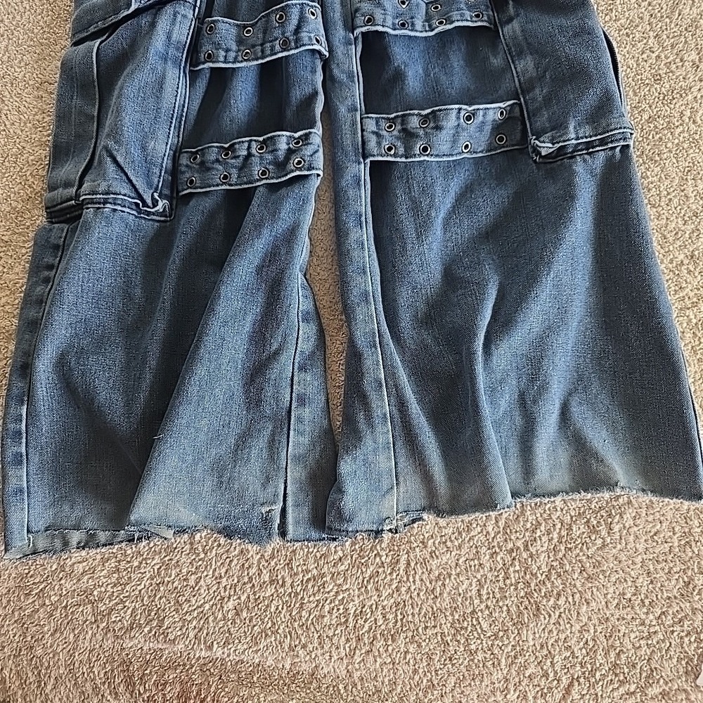 Romwe Juniors Denim Jean Straps Buckles Sz XS (2) Streetwear Grunge Skater - Picture 13 of 14